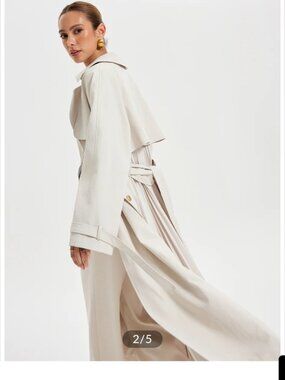 Commense Belted Double-breasted Trench Coat Ivory Size XL NWT $ 94